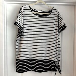 Calvin Klein Woman’s Blouse Top size 2X Black and White Striped